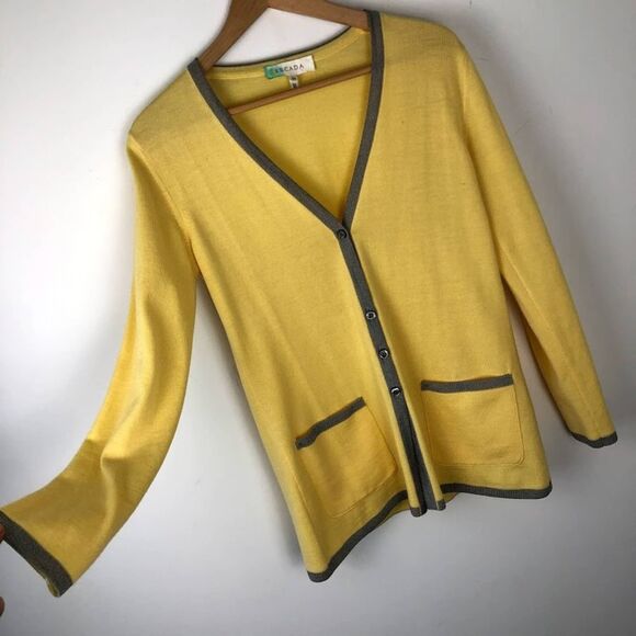 ESCADA cardigan yellow silver wool 34 - Picture 3 of 7